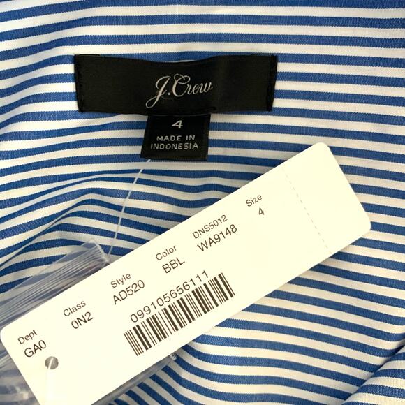 NWT J. Crew Blue Striped Popover Shirt Size 4 - Picture 7 of 8